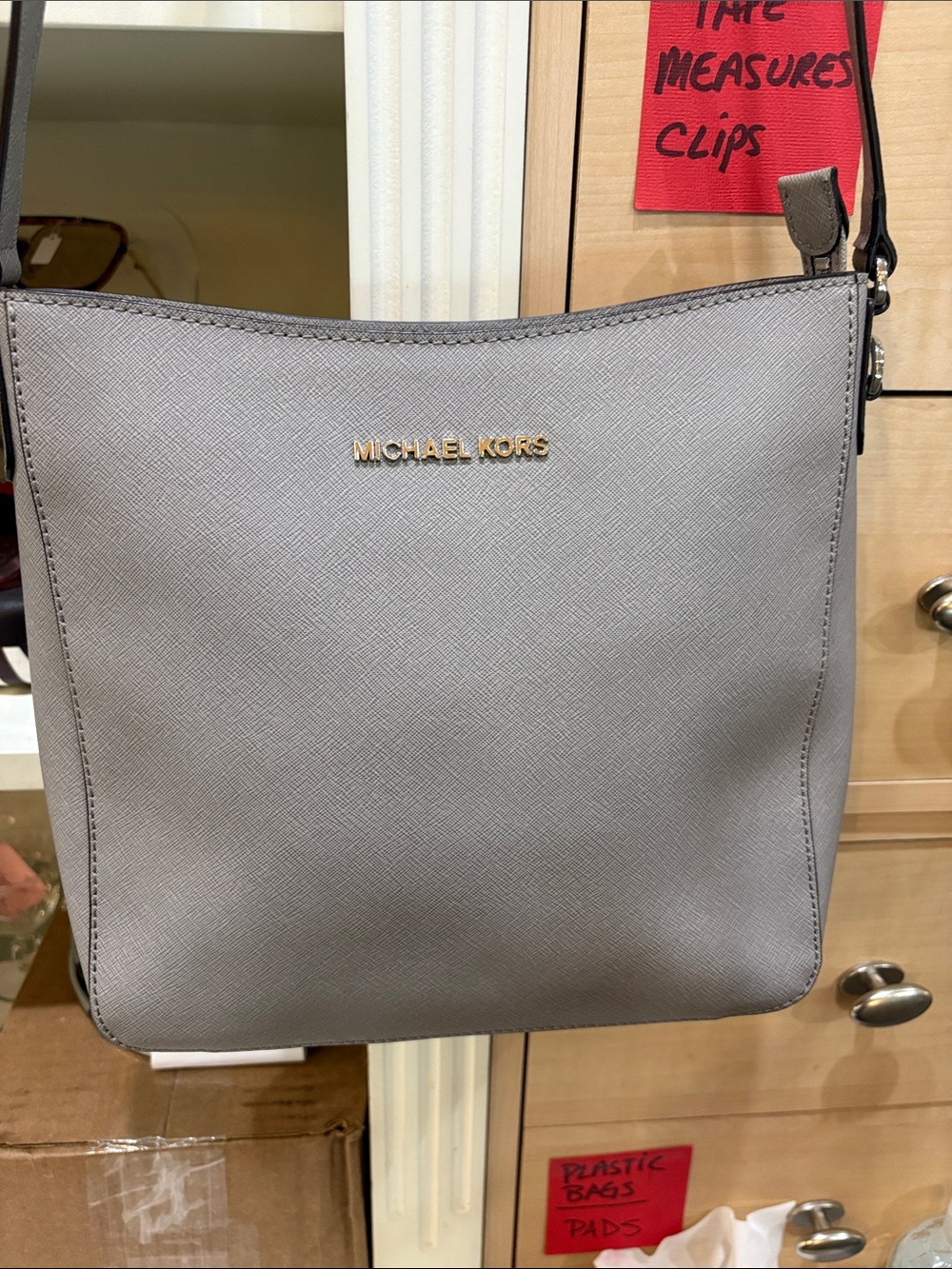 Michael Kors Light Gray Saffiano Crossbody Bag